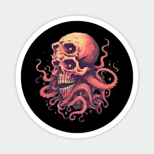 Octopus Tentacle Retro Skull Magnet